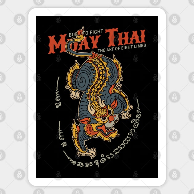 Sak Yant Muay Thai Lion, The Art of Eight Limbs Magnet by KewaleeTee